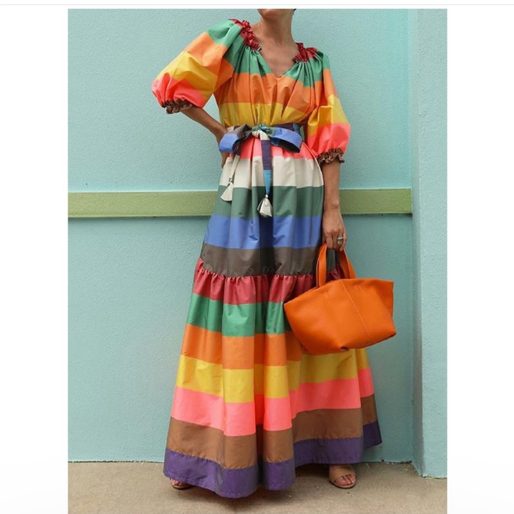 Mulla rainbow bohemian maxi dress